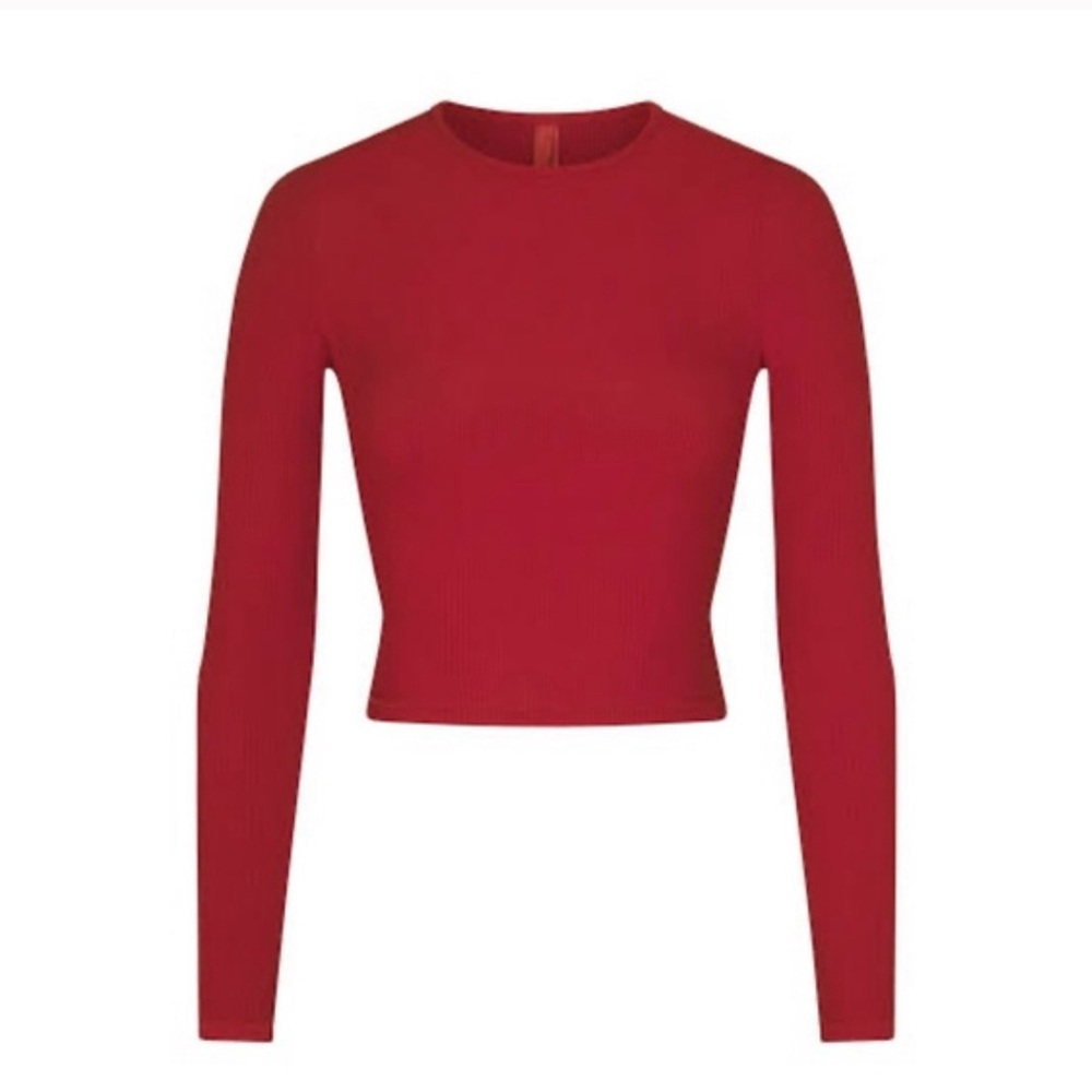 NWT SKIMS Soft Lounge Long Sleeve Crop in Brick (S)